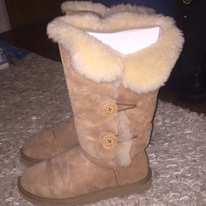 3 button tall beige uggs